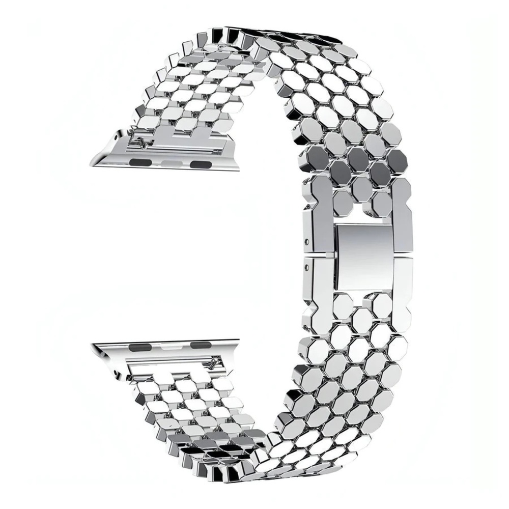 Poseidon Stainless Apple watch Band from WizeBand Poseidon Silver 42mm/44mm/45mm